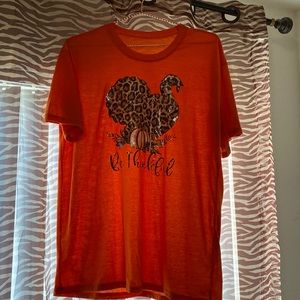 Women’s Plus Size 3X Orange and Brown Thanksgiving Shirt.